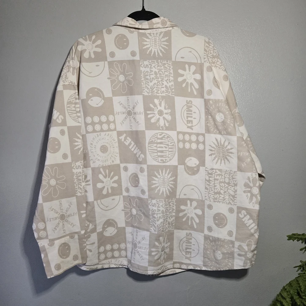 Smiley x H&M Smiley Printed Cottom Shirt Jacket ~‎ Size Large